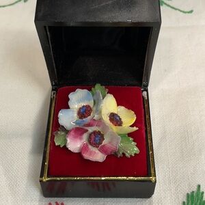 Adderly Floral vintage bone china brooch original box